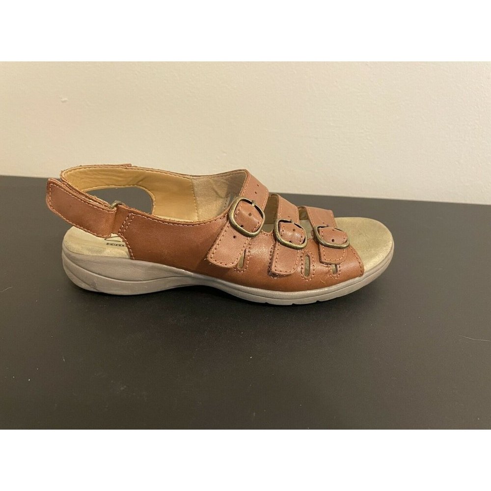 Clarks Collection 16724 Leather Women’s Sandals Brown Buckle Strap Size 6